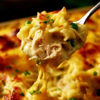 Delicious Pioneer Woman Chicken Noodle Casserole served in a baking dish