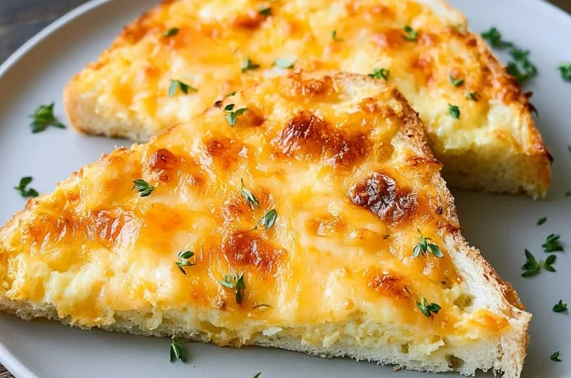 Savory egg and cheese toasts topped with herbs and spices for a flavorful breakfast.
