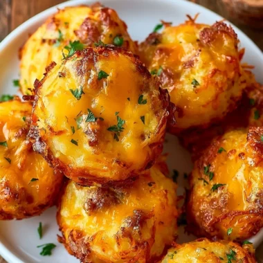 Delicious Sausage Hashbrown Bites served on a platter.